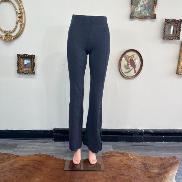 lululemon athletica Pants - Lululemon Softstreme Ribbed High-Rise Pant Size 2 Black Split Hem Flare